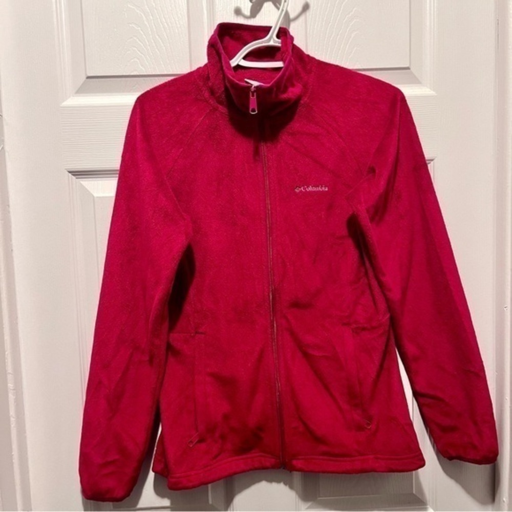 3/25$💥 Columbia full zip fleece cardigan pink sweater jacket Women Small